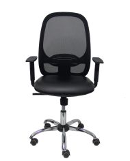 Silla Ergonómica Cilanco negra negra asiento brazo regulable base cromada