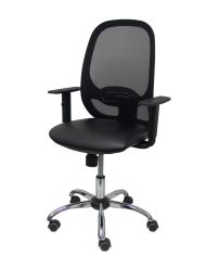Silla Ergonómica Cilanco negra negra asiento brazo regulable base cromada