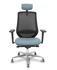 Silla Ergonómica Mardos traslack negra bali brazo 3D cabecero perchero base alum