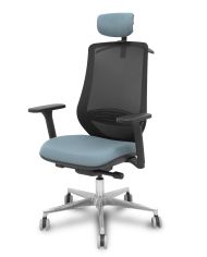 Silla Ergonómica Mardos traslack negra bali brazo 3D cabecero perchero base alum