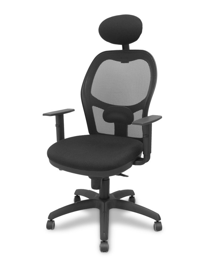 Silla Ergonómica Jorquera negra asiento bali con cabecero fijo y