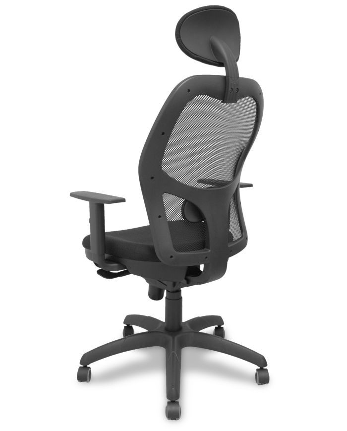 Silla Ergonómica Jorquera negra asiento bali con cabecero fijo y