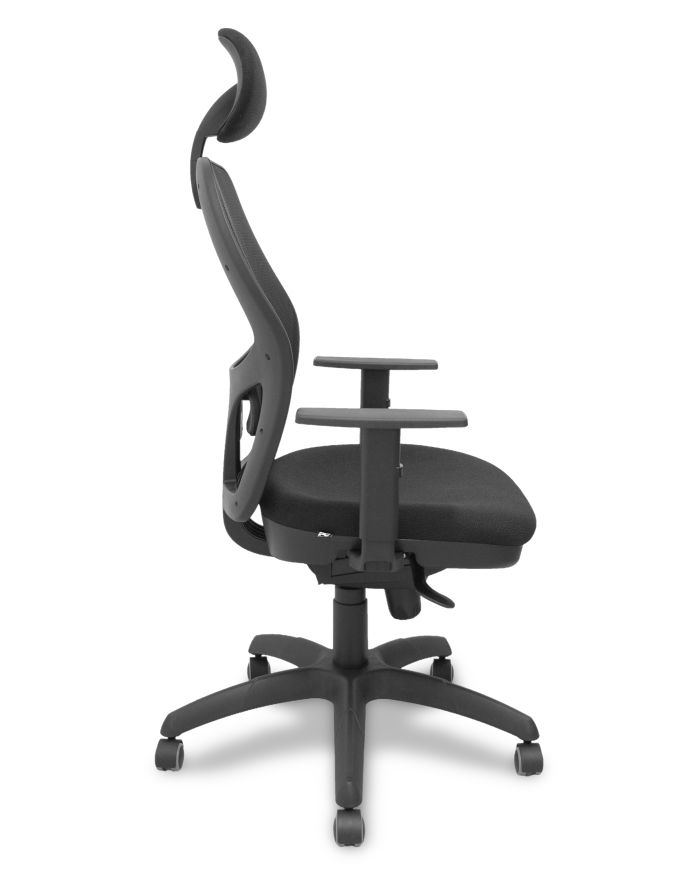 Silla Ergonómica Jorquera negra asiento bali con cabecero fijo y