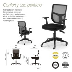 Silla de Oficina ROMA de Euromof, uso recomendado 8 horas