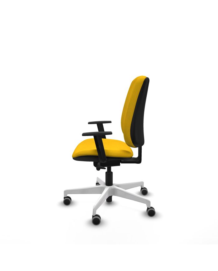 Silla Ergonómica Alares tapizada traslack bali brazos 1D base blanca