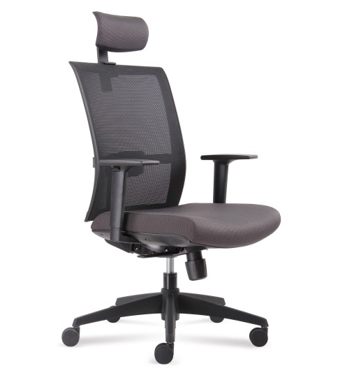 Silla ergonómica de oficina modelo COMFIEX, con cabezal, brazos regulables