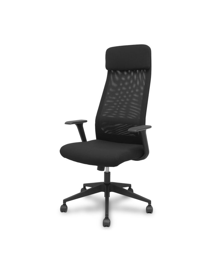 Silla Pro536 basculante negra brazos fijos.