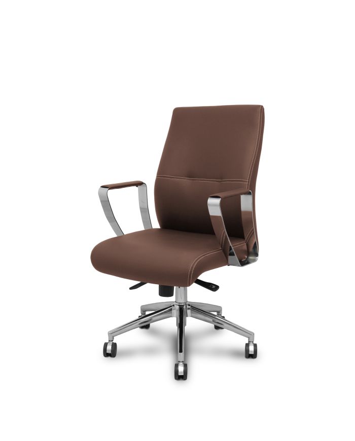 Sillón confidente Ergo540CS sincro marron base cromo ruedas cromadas