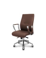 Sillón confidente Ergo540CS sincro marron base cromo ruedas cromadas