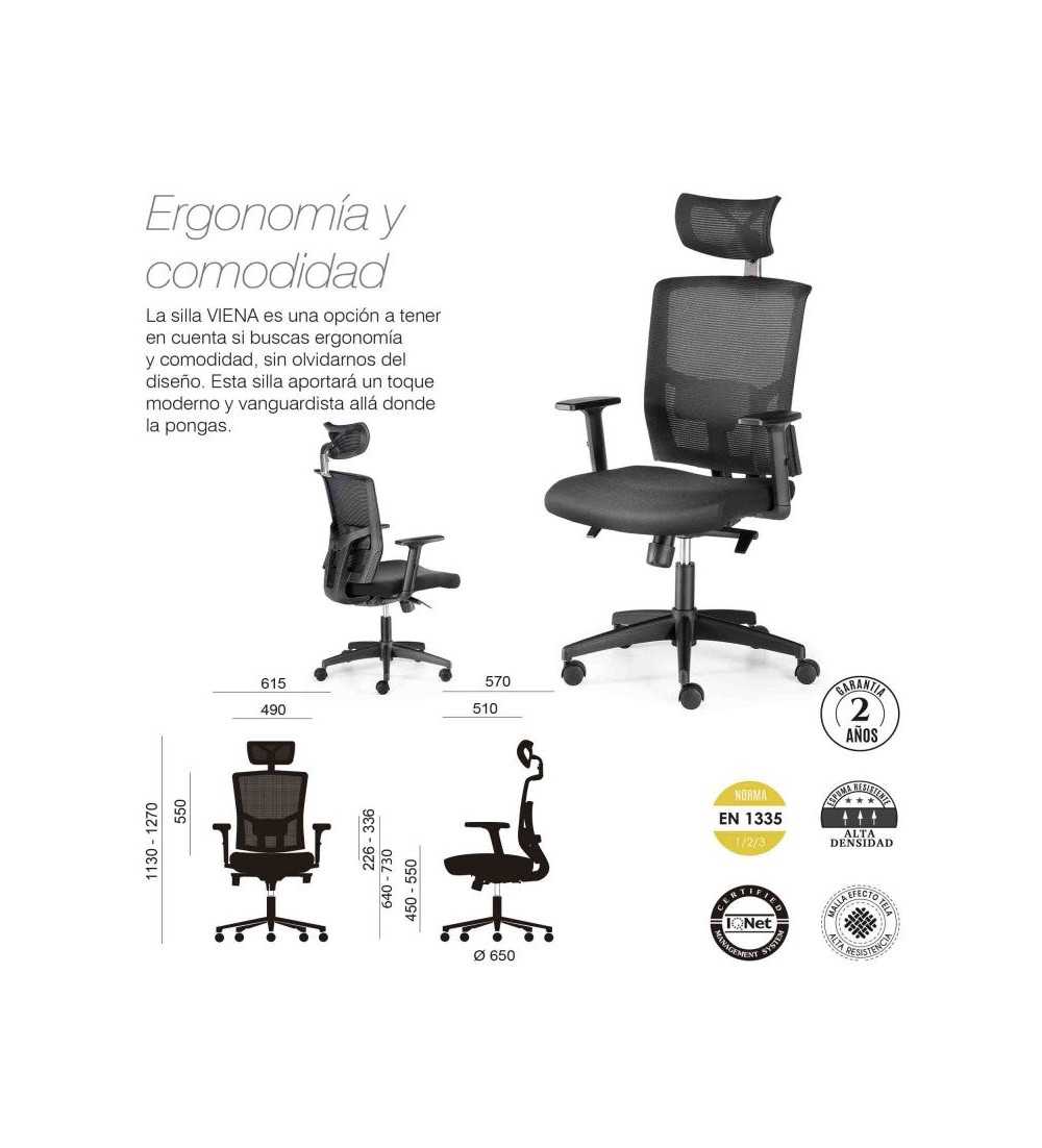 Silla ergonómica VIENA de Euromof, uso recomendado 8 horas-0 Silla ergonómica VIENA de Euromof, uso recomendado 8 horas-0