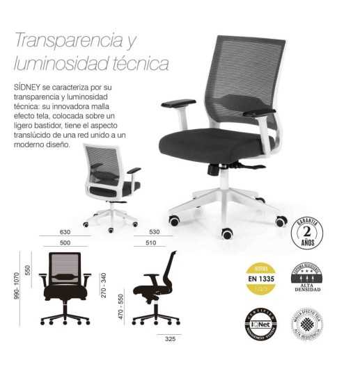 Silla de Oficina SIDNEY de Euromof en acabado blanco, uso recomendado 8 horas-0
