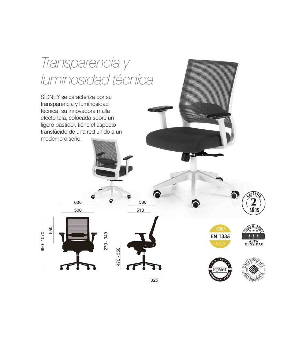 Silla de Oficina SIDNEY de Euromof en acabado blanco, uso recomendado 8 horas-0 Silla de Oficina SIDNEY de Euromof en acabado blanco, uso recomendado 8 horas-0