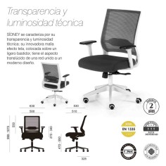 Silla de Oficina SIDNEY de Euromof en acabado blanco, uso recomendado 8 horas