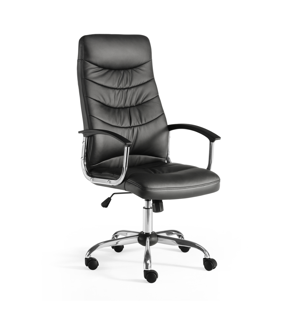 Sillón de dirección OSLO de Euromof, en acabado ecopiel negro Sillón de dirección OSLO de Euromof, en acabado ecopiel negro