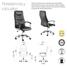 Sillón de dirección OSLO de Euromof, en acabado ecopiel negro
