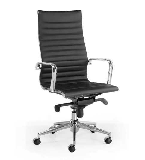 Sillón de oficina LONDRES respaldo alto, polipiel blanco de Euromof