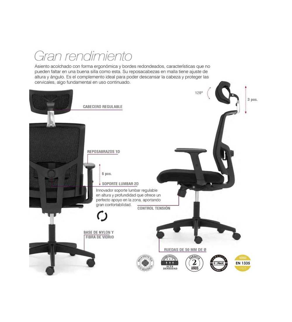 Silla ergonómica VIENA de Euromof, uso recomendado 8 horas-1 Silla ergonómica VIENA de Euromof, uso recomendado 8 horas-1