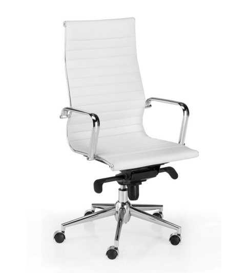 Sillón de oficina LONDRES respaldo alto, polipiel blanco de Euromof