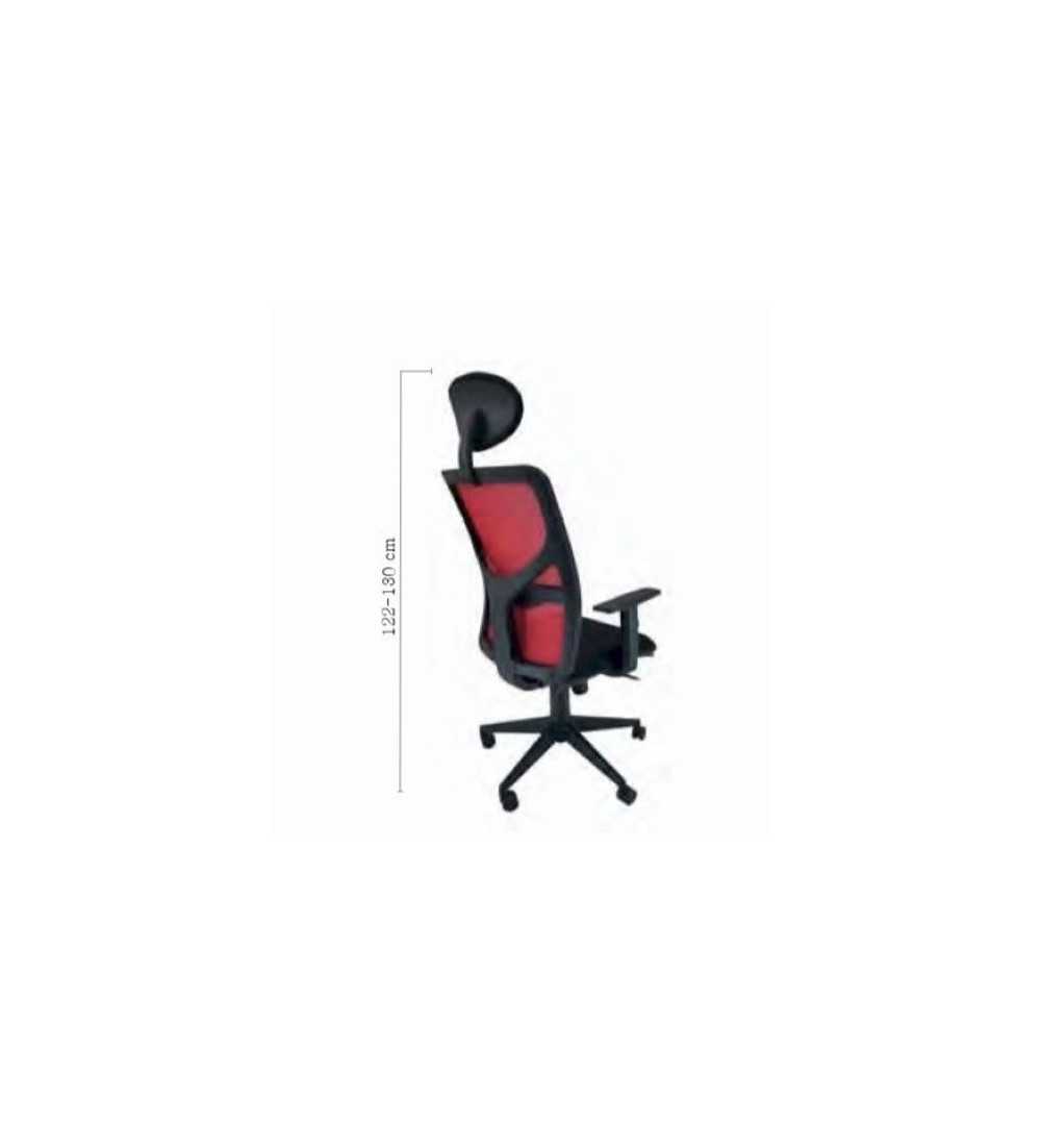 Silla ergonómica de oficina modelo LUMBARIS, con cabezal, brazos regulables