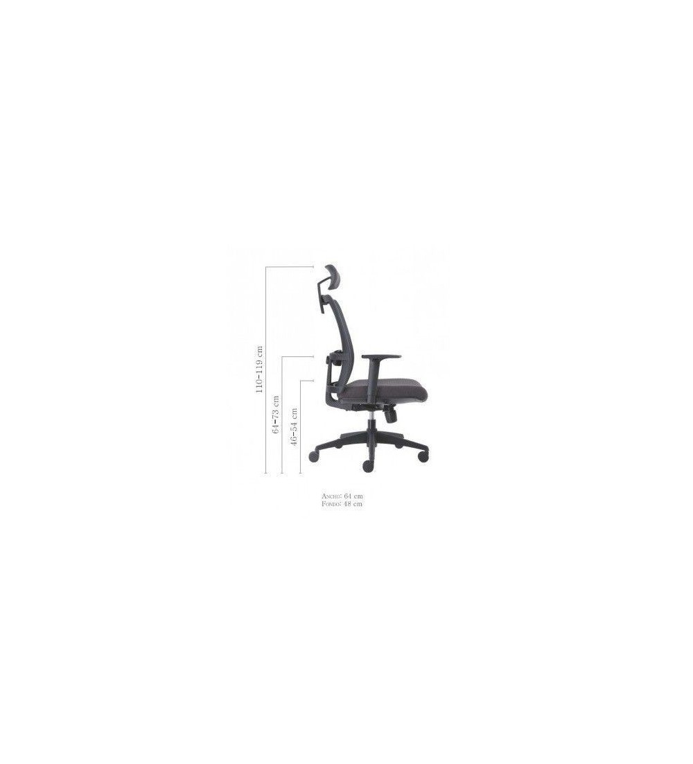 Silla ergonómica de oficina modelo VERONA de Vincolo, con cabezal, brazos regulables