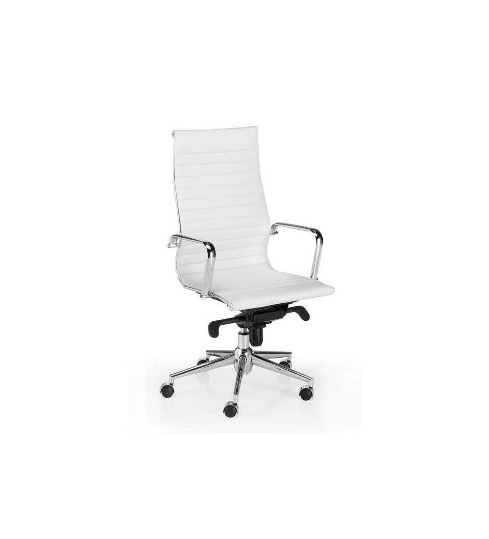 Pack Sillas Oficina LONDRES compuesto por 1 sillón alto + 2 sillones fijos, blanco