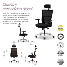 Silla ergonómica ATLANTA de Euromof, uso recomendado 8 horas