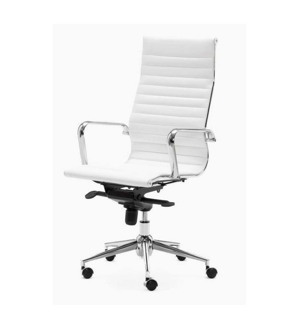 Sillón de oficina LONDRES respaldo alto, polipiel blanco de Euromof