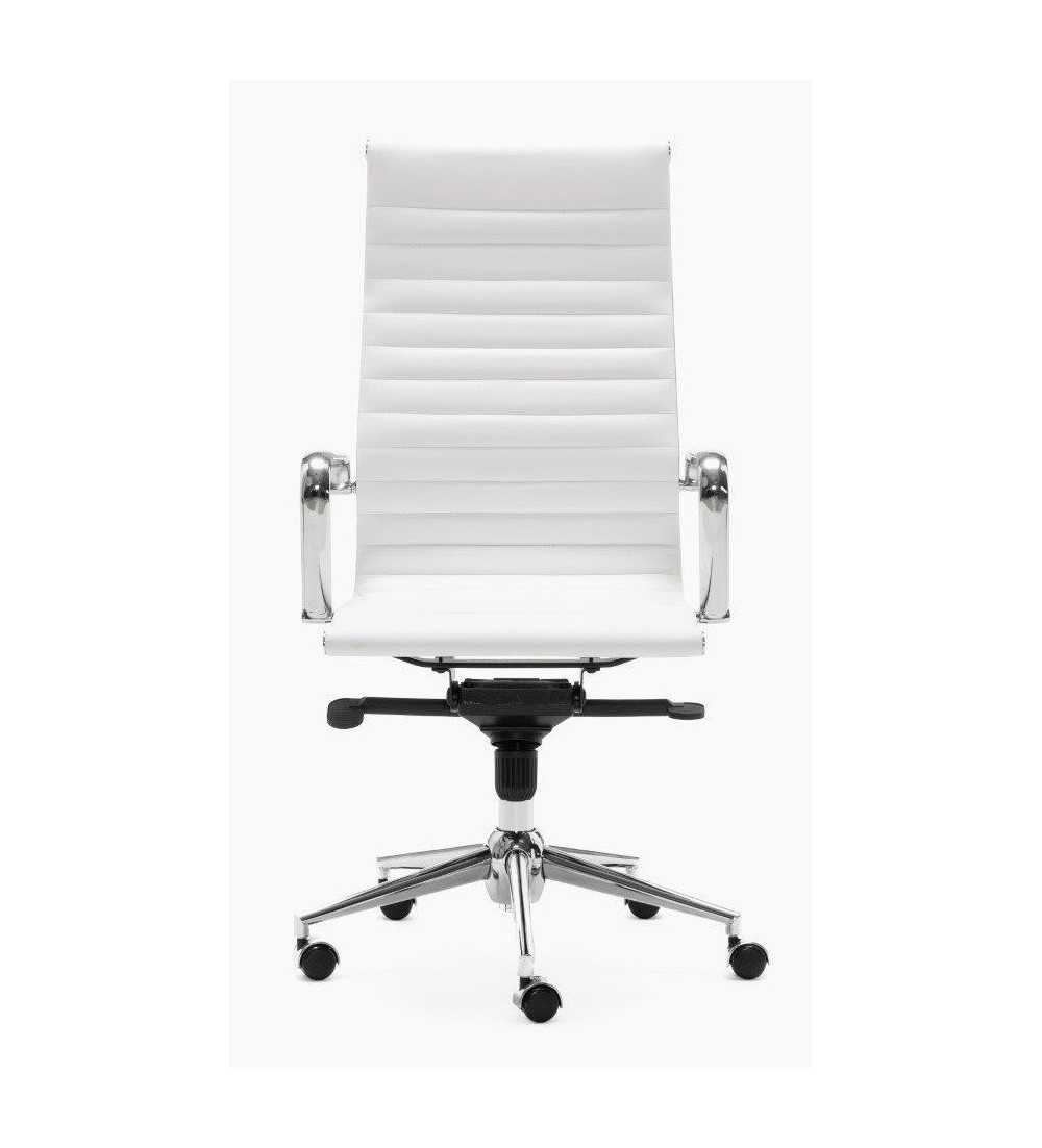Sillón de oficina LONDRES respaldo alto, polipiel blanco de Euromof