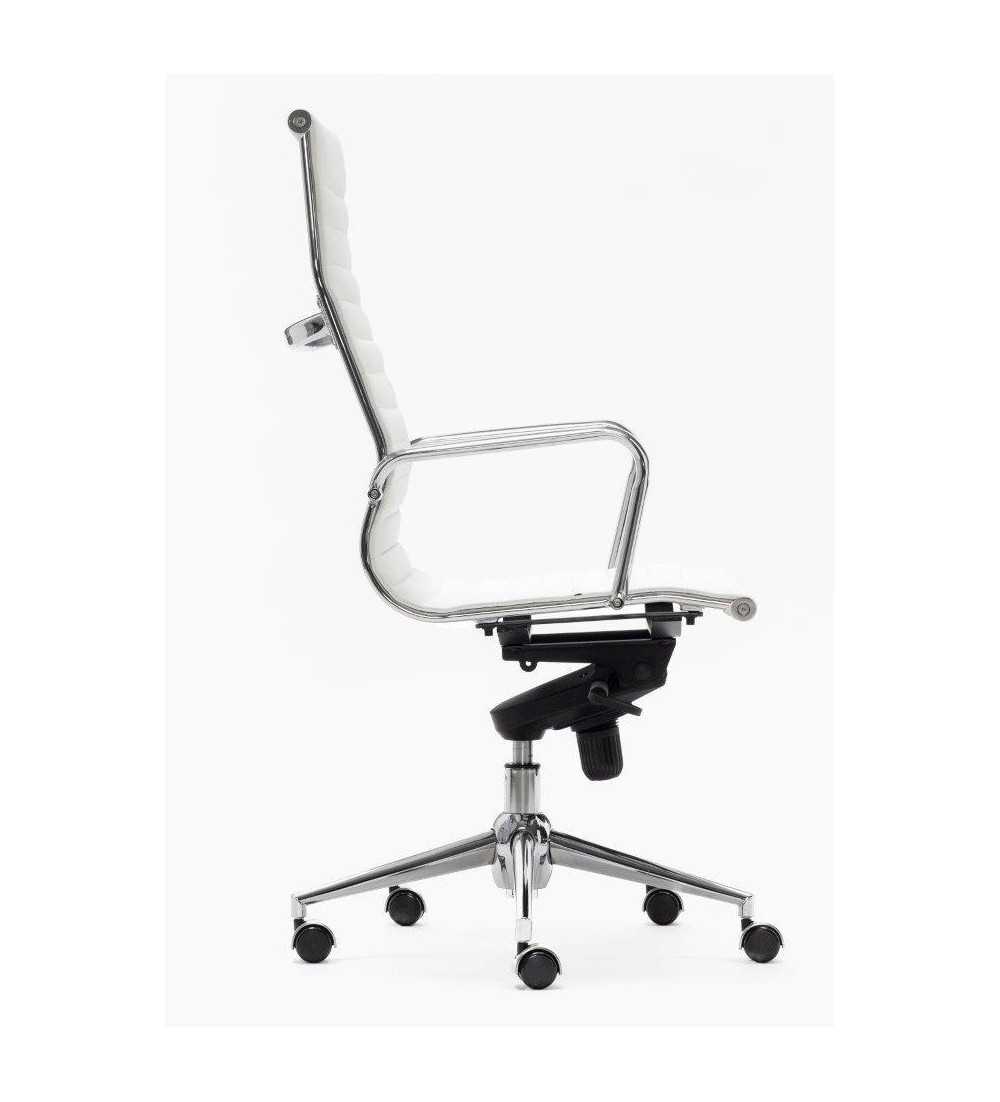 Sillón de oficina LONDRES respaldo alto, polipiel blanco de Euromof