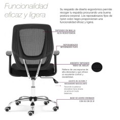 Silla de Oficina GENOVA de Euromof en acabado negro, uso recomendado 8 horas