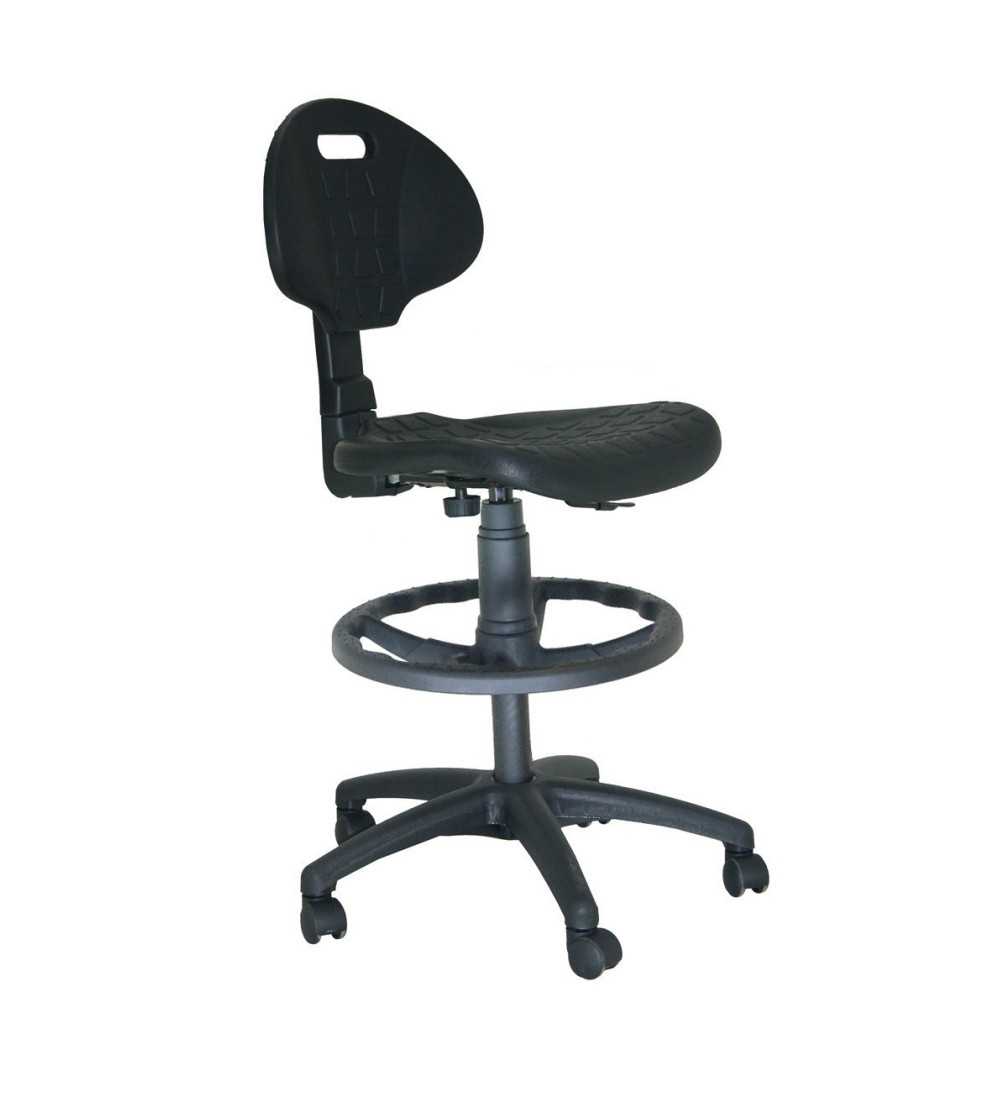 Taburete con respaldo modelo SELEVATO, giratorio, con ruedas, aro negro