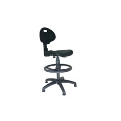 Taburete con respaldo modelo ELEVATO, giratorio, con topes, aro negro