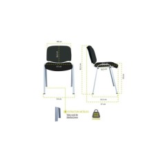 Silla confidente modelo ACCOMMODA, tapizada, calidad superior, estructura negra