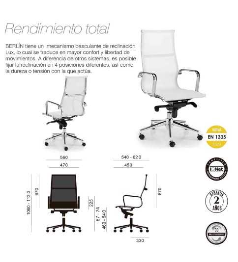 Silla de oficina BERLIN de Euromof, en acabado malla blanca-0