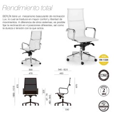 Silla de oficina BERLIN de Euromof, en acabado malla blanca