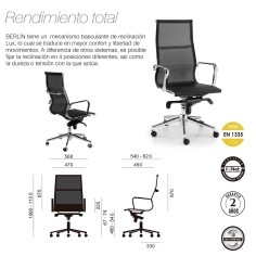 Silla de oficina BERLIN de Euromof, en acabado malla negra Silla de oficina BERLIN de Euromof, en acabado malla negra