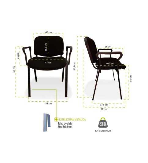 Silla confidente modelo FISSA de Vincolo, tapizada, calidad superior, con brazos