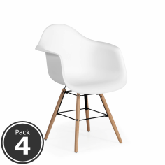 Lote 4 Sillas Confidente RIGA de Euromof, Patas Madera, Diseño Nórdico, Blanco