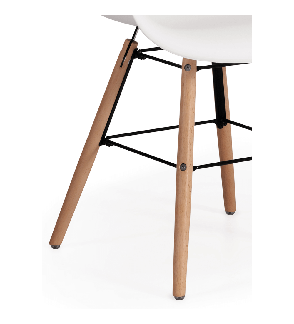 Lote 4 Sillas Confidente RIGA de Euromof, Patas Madera, Diseño Nórdico, Blanco-0 Lote 4 Sillas Confidente RIGA de Euromof, Patas Madera, Diseño Nórdico, Blanco-0