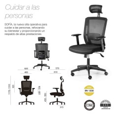 Silla ergonómica SOFIA de Euromof, uso recomendado 8 horas