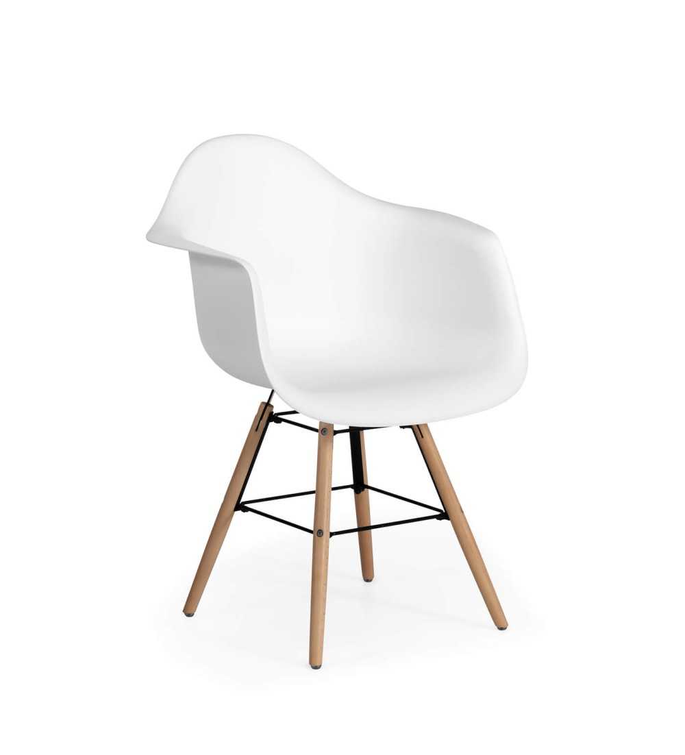 Lote 4 Sillas Confidente RIGA de Euromof, Patas Madera, Diseño Nórdico, Blanco-2 Lote 4 Sillas Confidente RIGA de Euromof, Patas Madera, Diseño Nórdico, Blanco-2