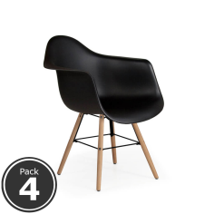 Lote 4 Sillas Confidente RIGA de Euromof, Patas Madera, Diseño Nórdico, Negro