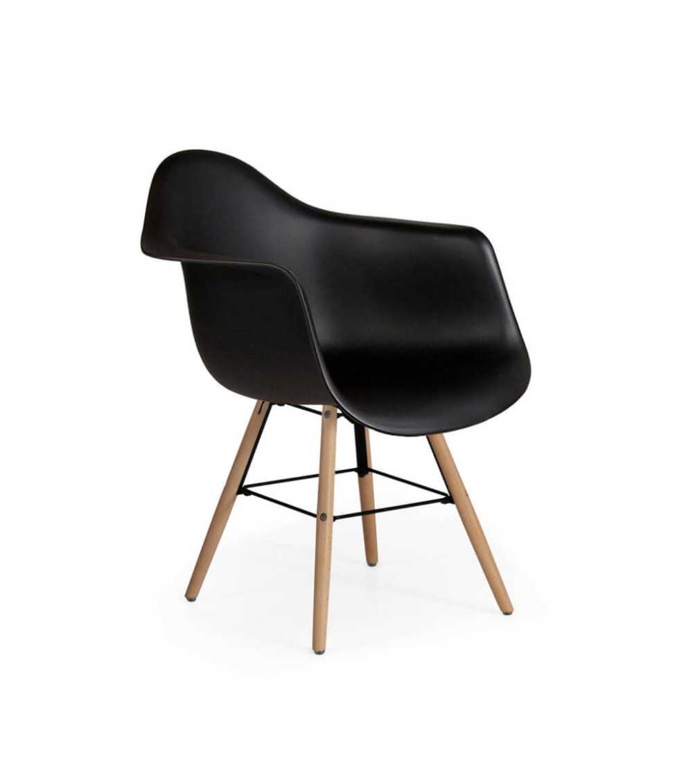Lote 4 Sillas Confidente RIGA de Euromof, Patas Madera, Diseño Nórdico, Negro-1 Lote 4 Sillas Confidente RIGA de Euromof, Patas Madera, Diseño Nórdico, Negro-1