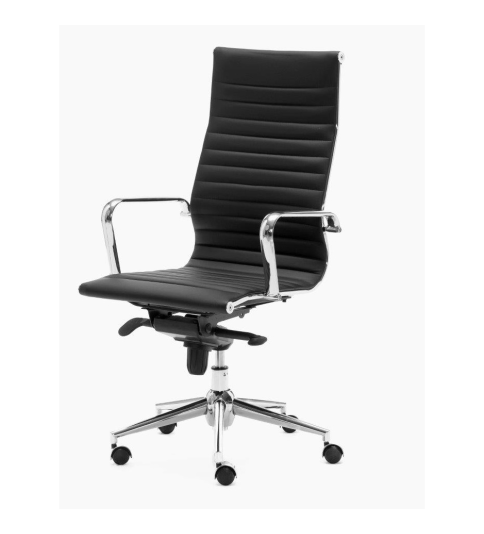 Silla de oficina LONDRES de Euromof, en acabado polipiel negro-0