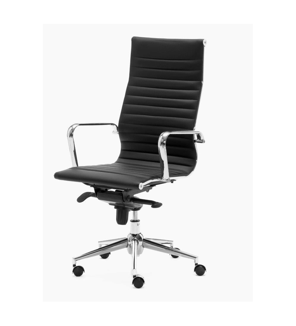 Silla de oficina LONDRES de Euromof, en acabado polipiel negro Silla de oficina LONDRES de Euromof, en acabado polipiel negro