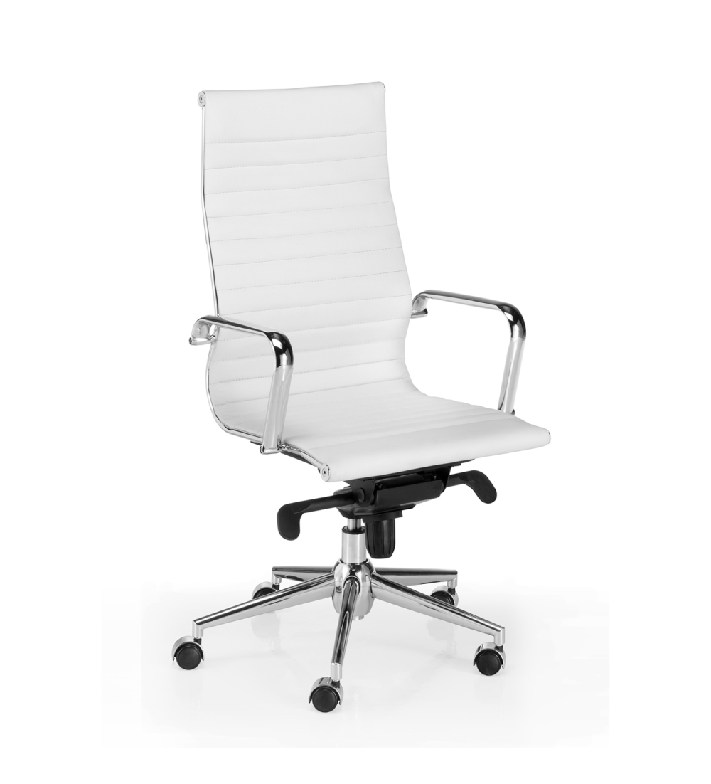 Silla de oficina LONDRES de Euromof, en acabado polipiel blanco Silla de oficina LONDRES de Euromof, en acabado polipiel blanco