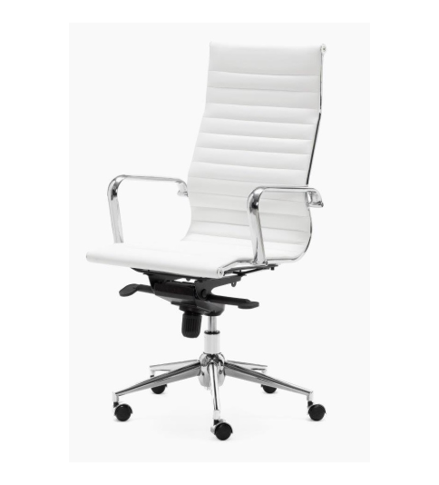 Silla de oficina LONDRES de Euromof, en acabado polipiel blanco-0