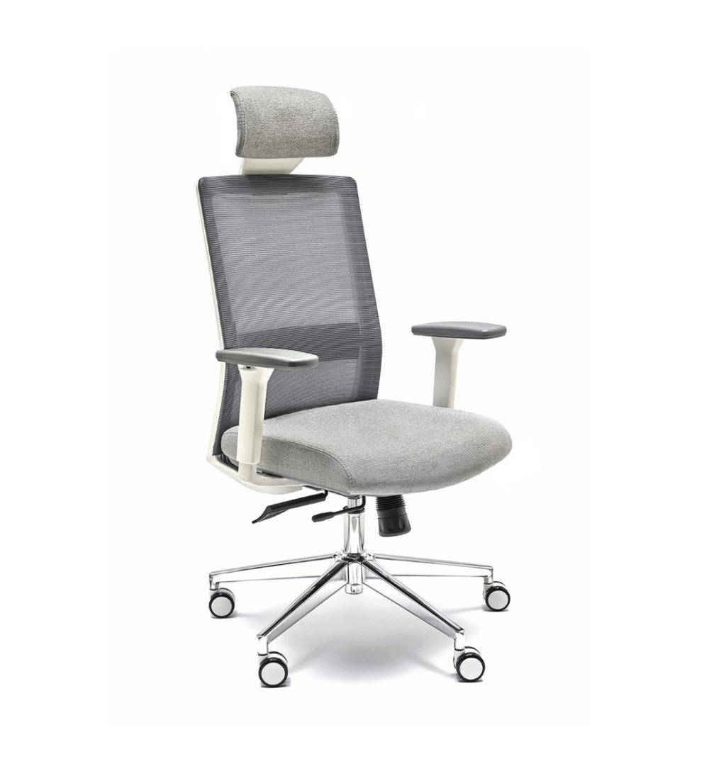 Silla ergonómica NIZA con cabezal de Euromof en acabado blanco, uso recomendado 8 horas Silla ergonómica NIZA con cabezal de Euromof en acabado blanco, uso recomendado 8 horas