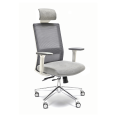 Silla ergonómica NIZA con cabezal de Euromof en acabado blanco, uso recomendado 8 horas