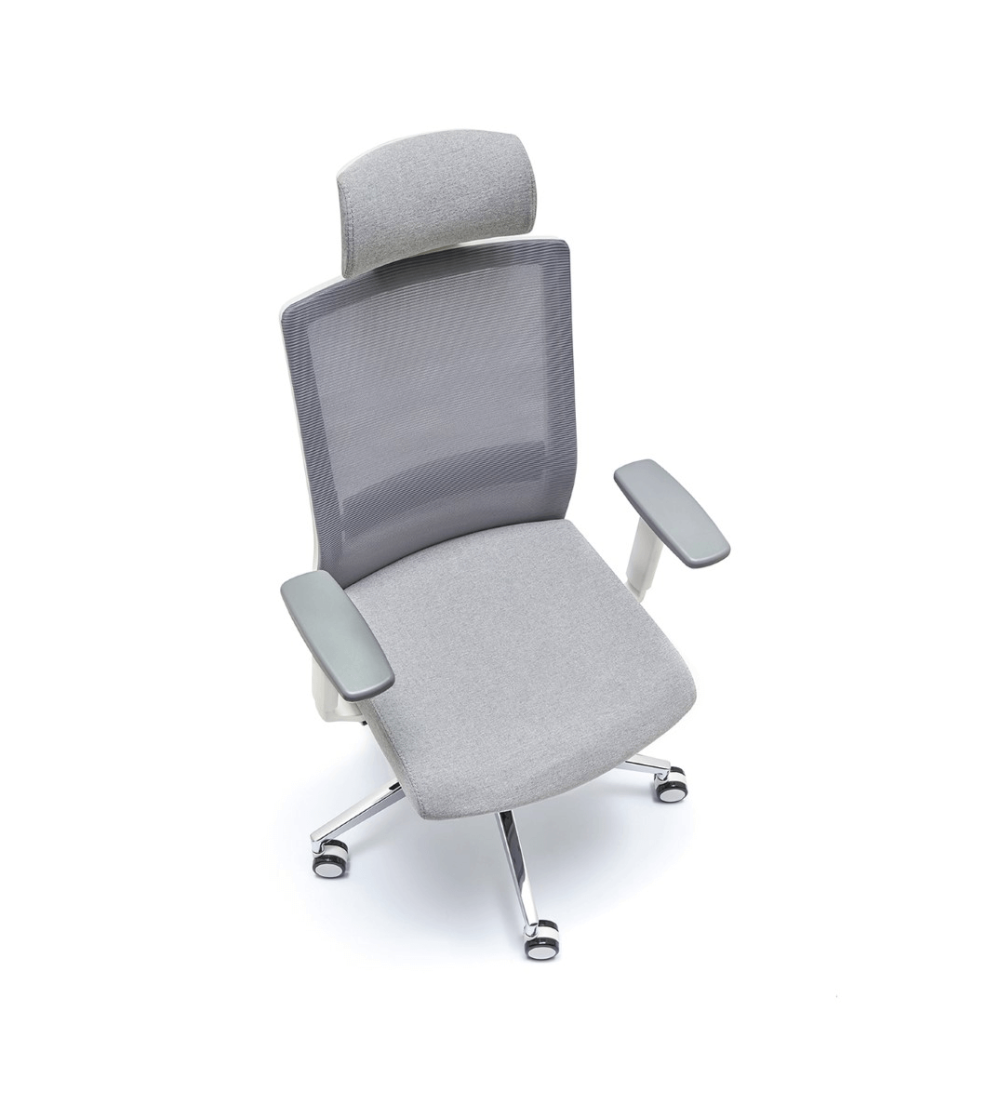 Silla ergonómica NIZA con cabezal de Euromof en acabado blanco, uso recomendado 8 horas-1 Silla ergonómica NIZA con cabezal de Euromof en acabado blanco, uso recomendado 8 horas-1